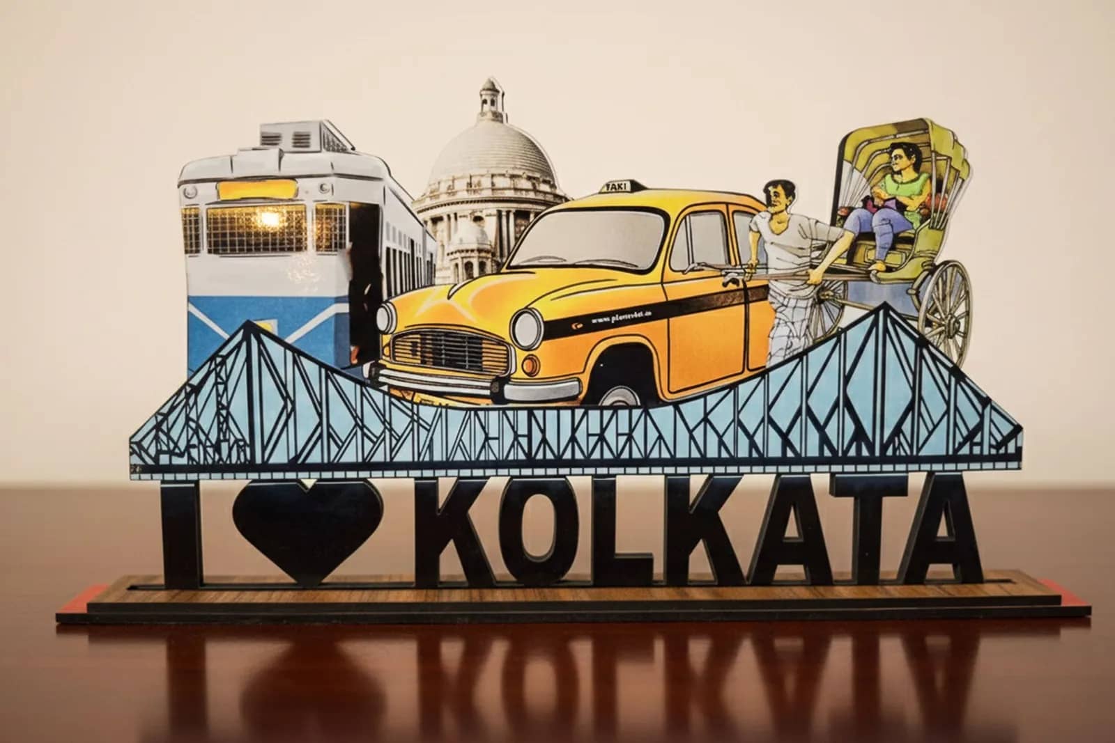 Personalised I Love Kolkata wooden showpiece, a Photorbit signature keepsake